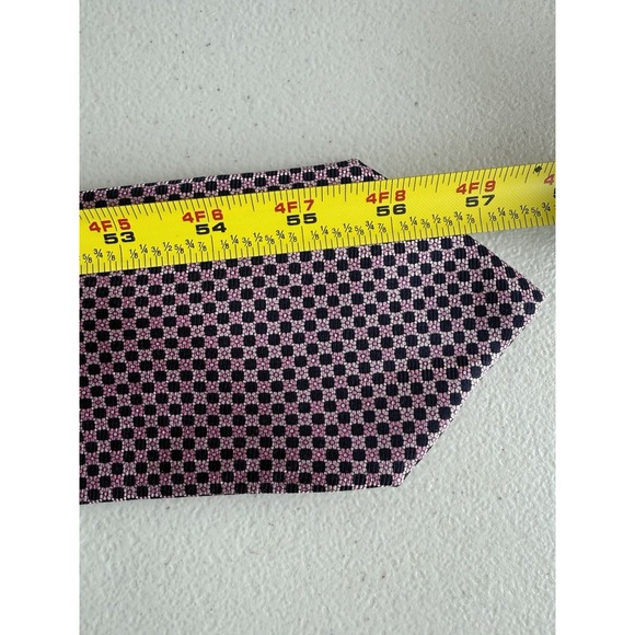 Vintage Burberrys of London Silk Tie Pink Navy Geometric Check - Picture 7 of 8